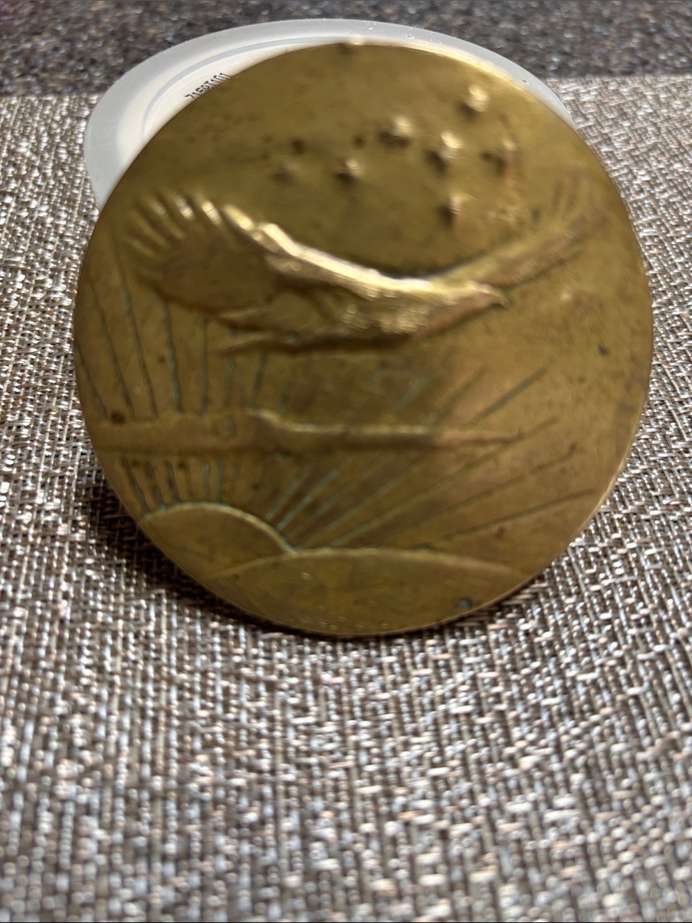 Brass Round Sky & Bird Decorative Button